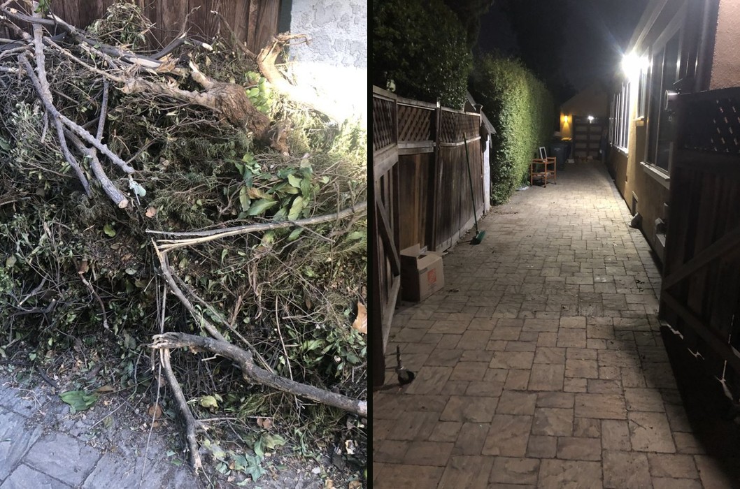 Side yard before and after ClearOut junk removal